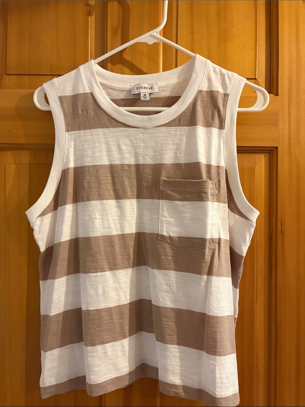 EVEREVE Striped Sleeveless Tank - White & Tan
